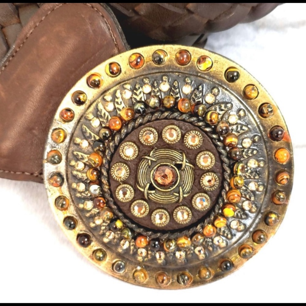 Leatherock Boho Bronze Jeweled Leather Belt - Picture 2 of 5